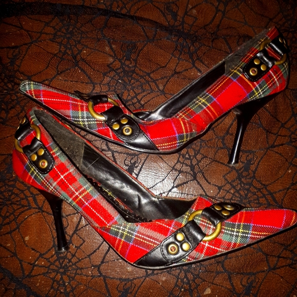 WOW Vintage plaid stilettos - Picture 1 of 4